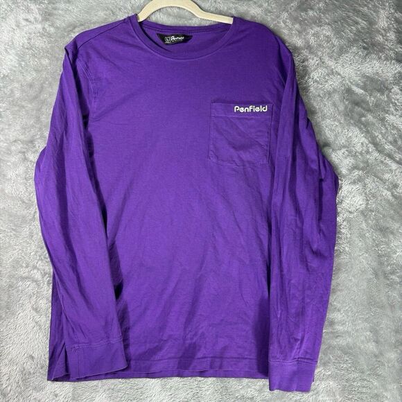 PENFIELD T Shirt Mens L Logo Purple Pocket Working‎ Class Heroes Ribbed Crew - Picture 1 of 8